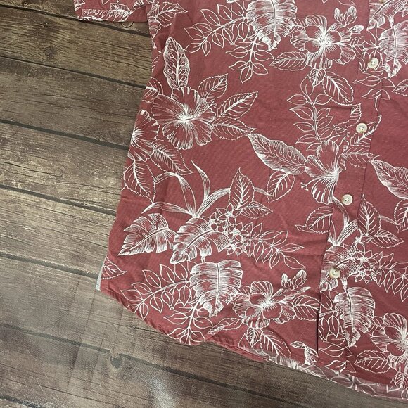Men’s Seapointe Hawaiian Hibiscus Floral Short Sleeve Button Down Shirt XL - Picture 2 of 4